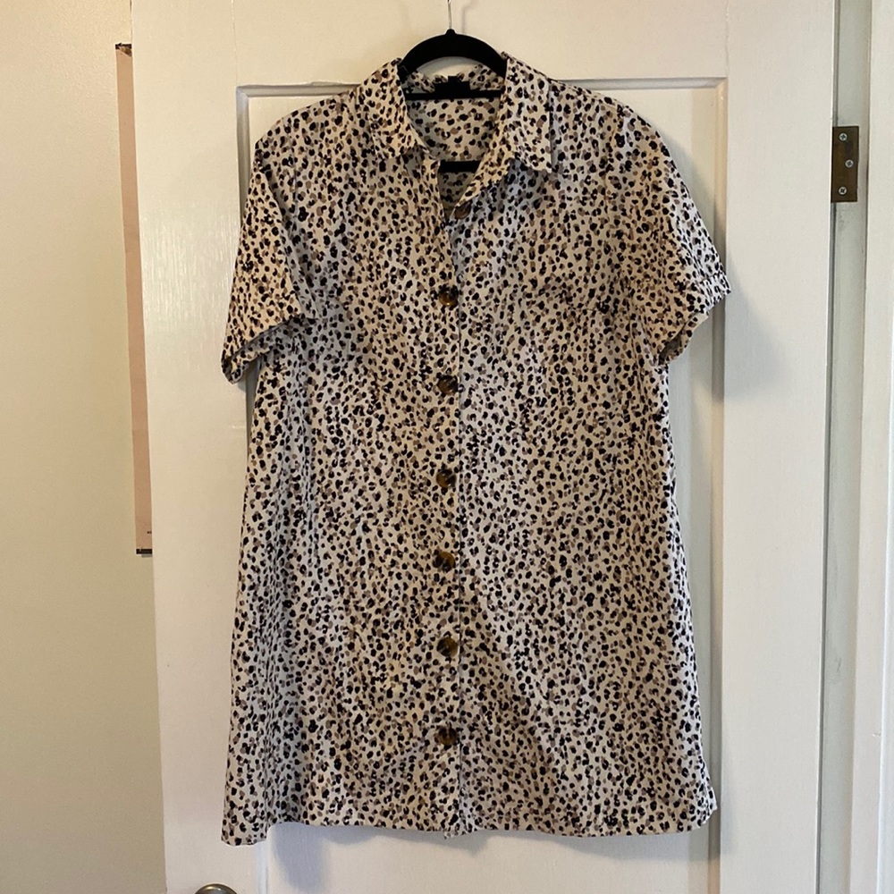 Animal print button up dress